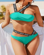 Load image into Gallery viewer, Solid Color Bandage Alphabet Swimsuit Split Sexy Bikini
