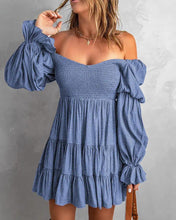Load image into Gallery viewer, Puff Lantern Sleeve Shirred Ruched Dress
