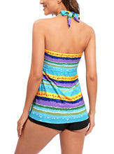 Load image into Gallery viewer, Rainbow Print Striped Loose Tankini
