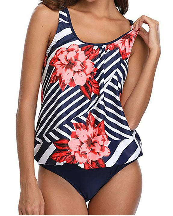 Women's Printed Bikini Large Size Split Swimweart Tankinis
