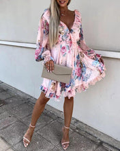 Load image into Gallery viewer, Ruffles Floral Print Long Sleeve Dress
