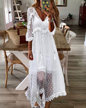 Load image into Gallery viewer, Women&#39;s Maxi Long Dress Long Sleeve Solid Color Lace V Neck
