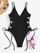 Load image into Gallery viewer, Spaghetti Strap Lace-up Padded One-piece Swimwear

