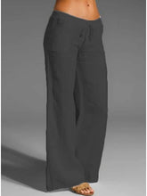 Load image into Gallery viewer, Lightweight Daily Solid Color Mid Waist Loose Basic Culottes Wide Leg Pants
