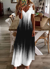 Load image into Gallery viewer, Print/Gradient Lace Short Sleeves Cold Shoulder Sleeve Shift Casual/Vacation Maxi Dresses

