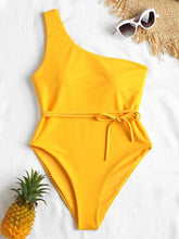 Load image into Gallery viewer, Belted One Shoulder One-piece Swimsuit

