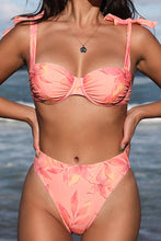 Load image into Gallery viewer, Shoulder Bow Tie Ruched Bikini Sets

