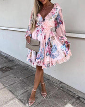 Load image into Gallery viewer, Ruffles Floral Print Long Sleeve Dress
