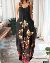 Load image into Gallery viewer, Women Summer Butterfly Print Slip V-Neck Sleeveless Long Dress
