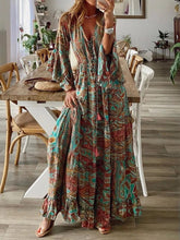 Load image into Gallery viewer, New Plus Size High-end Retro Full Sleeve Holiday Women High Waist Braid A-line Maxi Dress
