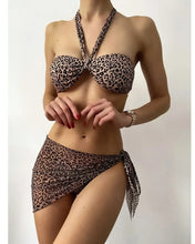 Load image into Gallery viewer, Women&#39;s Swimwear Bikini 2 Piece Swimsuit Lace up Leopard Brown
