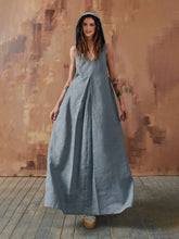Load image into Gallery viewer, Solid V-Neckline Sleeveless Maxi X-line Hooded Dress

