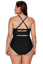 Load image into Gallery viewer, Black Strappy Neck Detail High Waist Swimsuit
