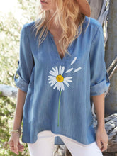 Load image into Gallery viewer, Vacation Loosen Sunflower Long Sleeve Blouse
