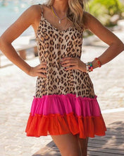 Load image into Gallery viewer, Women Summer Leopard Print Slip Mini Dress
