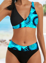 Load image into Gallery viewer, Print Strap V-Neck Boho Bikinis Swimsuits

