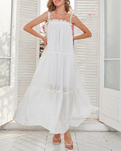 Load image into Gallery viewer, Frill Hem Ruched Spaghetti Strap Maxi Dress

