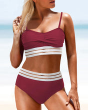 Load image into Gallery viewer, Women’s Solid Stripes High Waist Bikinis
