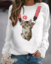 Load image into Gallery viewer, Cat Pattern Round Neck Full Sleeve Sweatshirts
