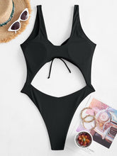 Load image into Gallery viewer, Ribbed Cutout Cinched One-piece Swimsuit

