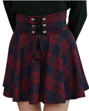 Load image into Gallery viewer, Women&#39;s Gothic Punk Plaid Pleated High Waisted Short A-line Flare Mini Skirt
