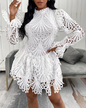 Load image into Gallery viewer, Eyelet Embroidery Bell Sleeve Lace Dress
