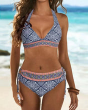 Load image into Gallery viewer, Print Halter V-Neck Plus Size Boho Bikinis Swimsuits
