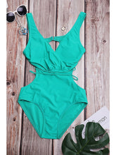 Load image into Gallery viewer, Solid Color Print One Piece Tummy Monokini Swimsuit
