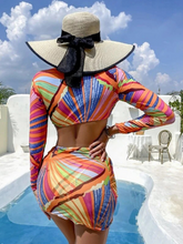 Load image into Gallery viewer, Women Color Stripe Sexy Bikinis High Waist Swimwear
