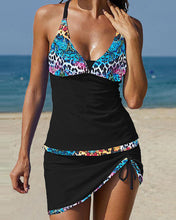 Load image into Gallery viewer, Leopard Print Halter V-Neck Sexy Boho Vacation Tankinis Swimsuits
