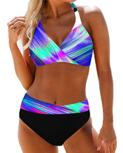 Load image into Gallery viewer, Sexy Print Color Block Bikini Swimsuit
