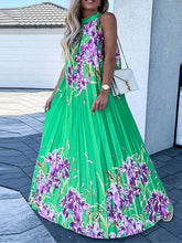 Load image into Gallery viewer, Women&#39;s A Line Dress Maxi long Dress Green White Blue Fuchsia Orange Sleeveless Floral Ruched Lace up Print
