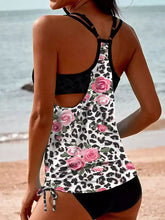 Load image into Gallery viewer, Floral Leopard Drawstring Tankini Set
