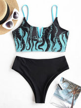Load image into Gallery viewer, Octopus Print V Wired Mix and Match Tankini Swimwear

