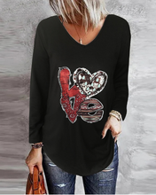 Load image into Gallery viewer, Women&#39;s  Spring Summer Color Love Heart Long Sleeve V Neck Blouse
