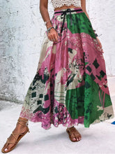 Load image into Gallery viewer, Multicolor Print Bright Clolor Clash Elastic High Waist  Pleated A Line Maxi Skirt
