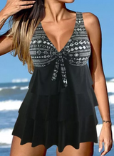 Load image into Gallery viewer, Polyester Geometric Knotted Tankinis Swimwear
