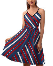 Load image into Gallery viewer, Women&#39;s Casual Flag Print High Waist Flared Hem Mini Cami Dress
