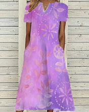 Load image into Gallery viewer, Women&#39;s V Neck Short Sleeve Leaf Floral Printed Dresses
