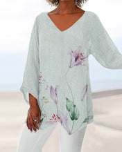 Load image into Gallery viewer, Floral V-neck 3/4 Sleeve Blouses
