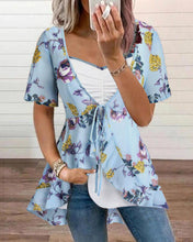 Load image into Gallery viewer, Women&#39;s Casual Floral Two Piece Short Sleeve Blouses
