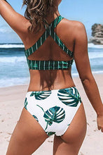 Load image into Gallery viewer, Striped Leaf Print Bikini
