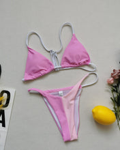 Load image into Gallery viewer, Women&#39;s Brazilian Patchwork Split Swimwear Sexy Deep V-neck Sling Tops Thong
