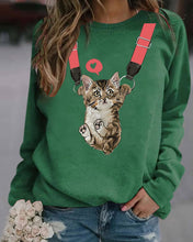 Load image into Gallery viewer, Cat Pattern Round Neck Full Sleeve Sweatshirts
