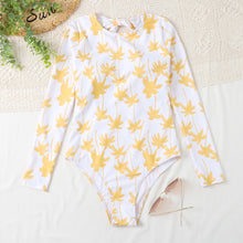 Load image into Gallery viewer, Women&#39;s One Piece Swimsuit Swimwear Long Sleeve Floral
