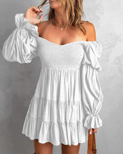 Load image into Gallery viewer, Puff Lantern Sleeve Shirred Ruched Dress
