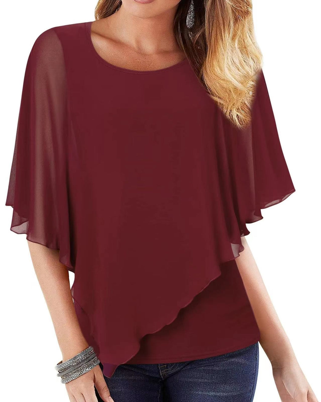 Women's T-Shirt Solid Color Casual Red