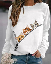 Load image into Gallery viewer, Kittenl Pattern Round Neck Full Sleeve Sweatshirts

