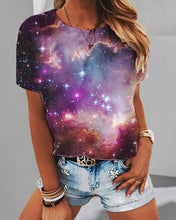 Load image into Gallery viewer, Short Sleeve Star Pattern Round Neck Loosen Daily T-shirts
