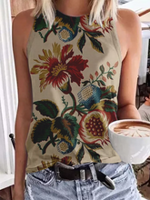 Load image into Gallery viewer, Vacation Casual Floral Printed Round Neck Tanks &amp; Camis
